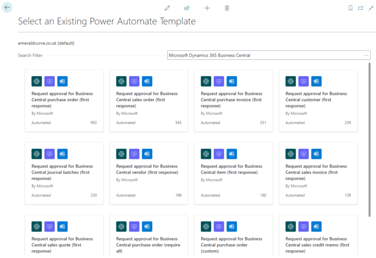 In Microsoft Dynamics 365 Business Central (Power Automate), how do I… Know What Flow Templates Are Available from Microsoft