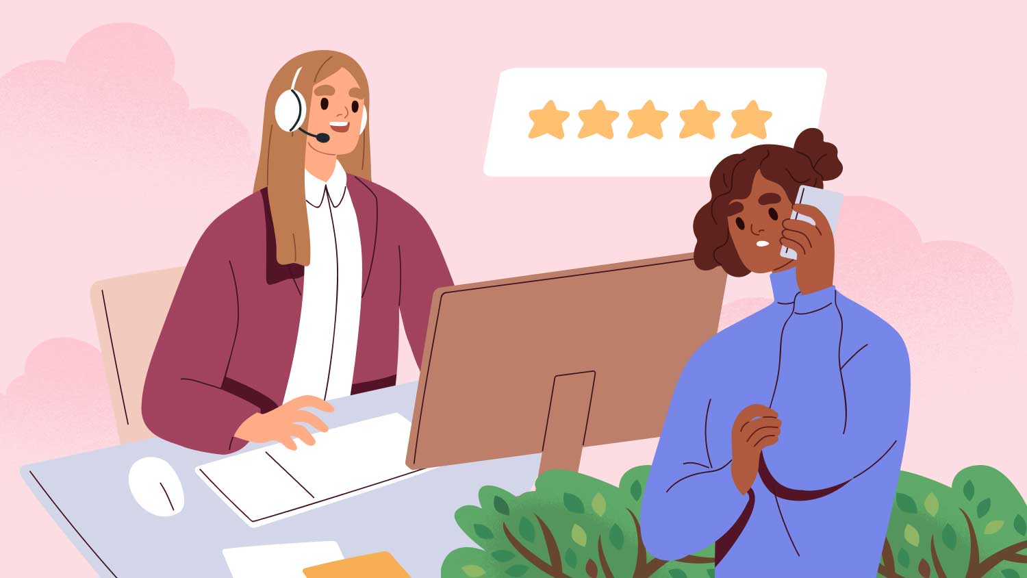 [Illustration] A service rep delivers proactive customer service