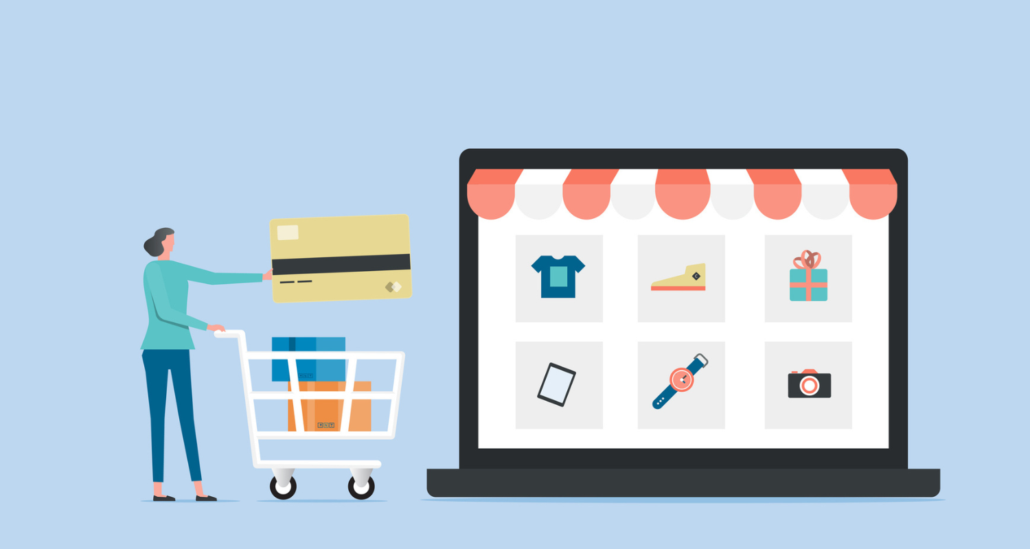 Illustration showing ecommerce for small business