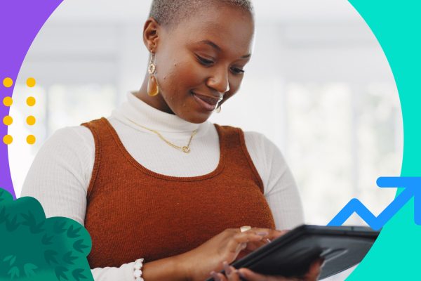 How to increase sales: A woman uses a tablet.