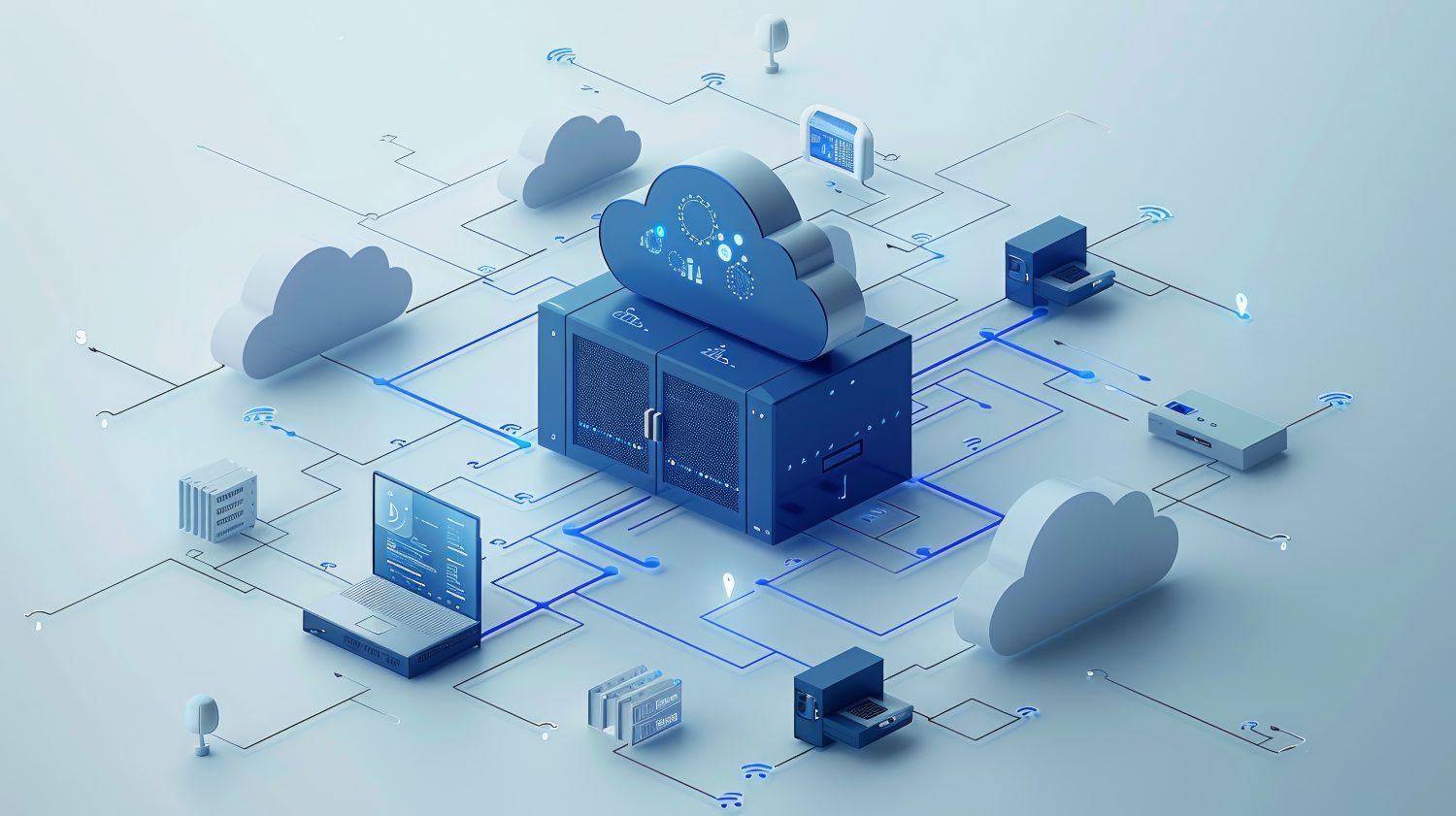 Illustration showcasing software as a service broken out for SMBs.