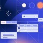 Illustration of SLDS 2 components on a gradient background of deep blues and purples.